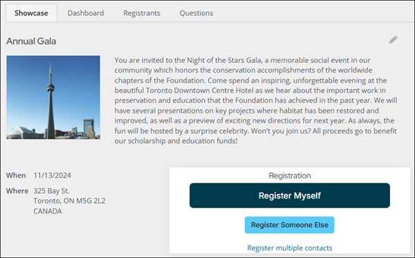 Editing a registration option